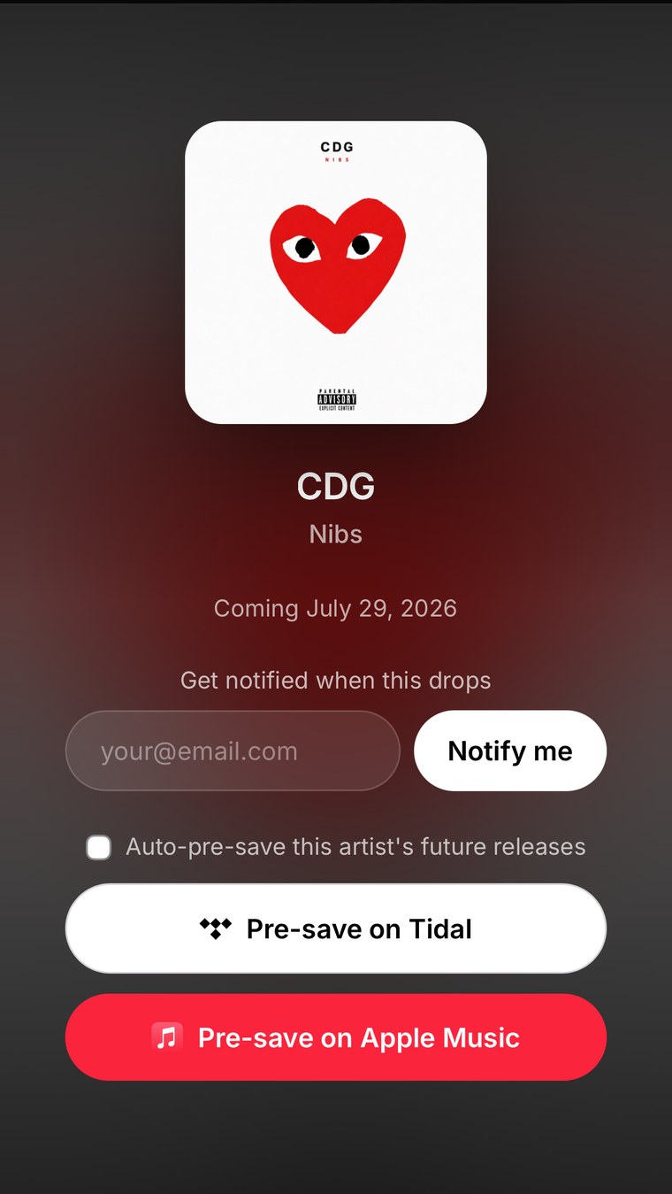A MOOSYC pre-save page for an upcoming release